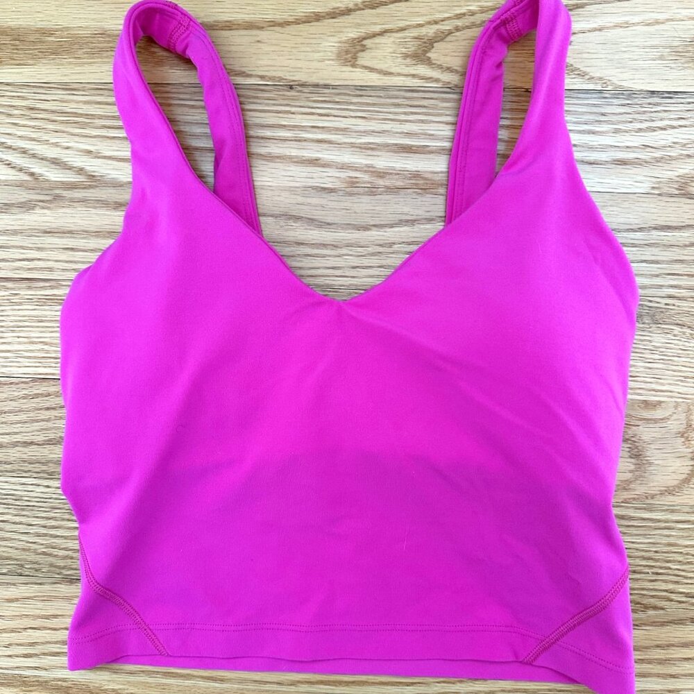 Lululemon Sonic Pink Tank Cropped Length Size 4 SNCP EXCELLENT CONDITION!